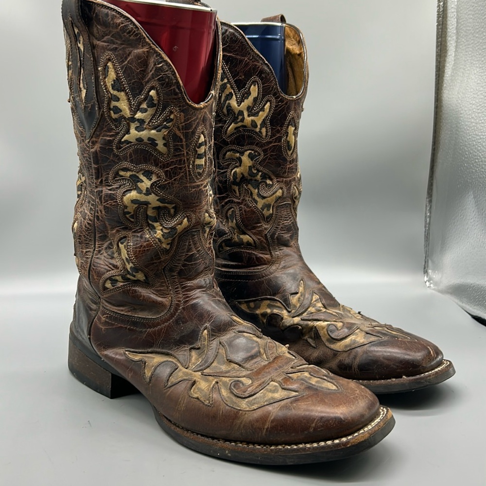 Johnny Ringo Boots Leopard inset print